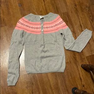 Gray and pink 3 button sweater